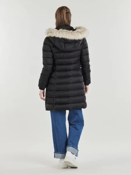 Haină de puf Tommy Jeans cu glugă negru