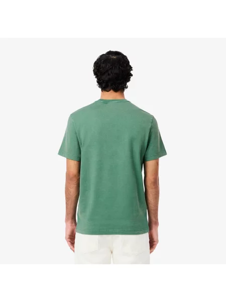 Lacoste T-Shirt Z Grubego Dżerseju Z Efektem Sprania zielony