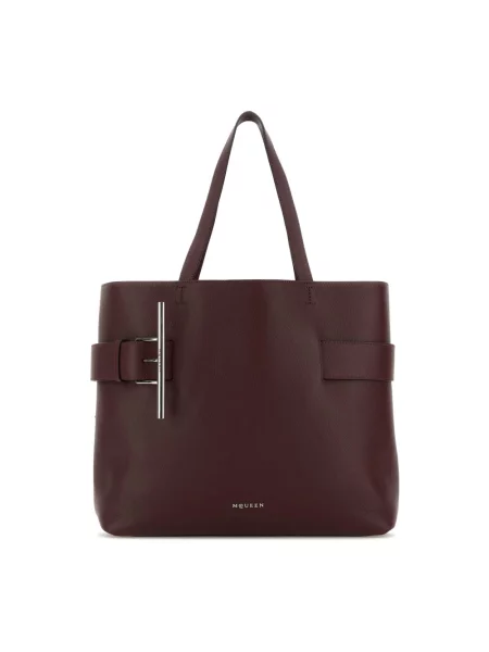 Shopperka Alexander Mcqueen skórzana fioletowa