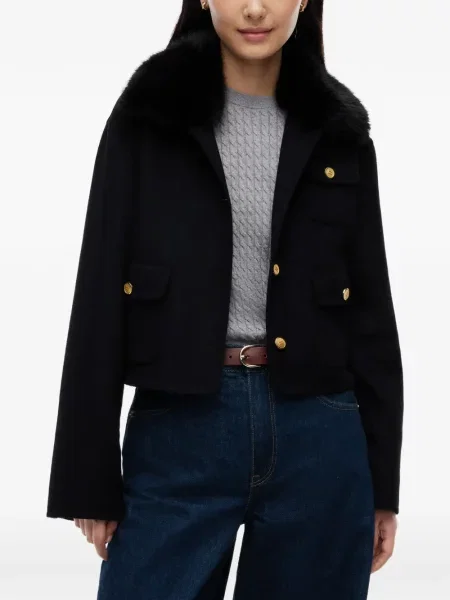 Gulerat geacă Tommy Hilfiger cu blană negru