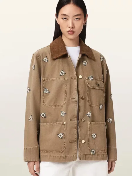 AllSaints geacă tip cămașă de femei din BEX maro