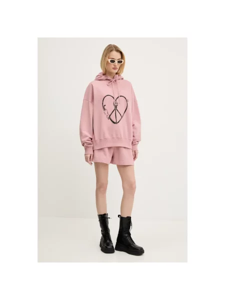 Bluza z kapturem Moschino z kapturem różowa