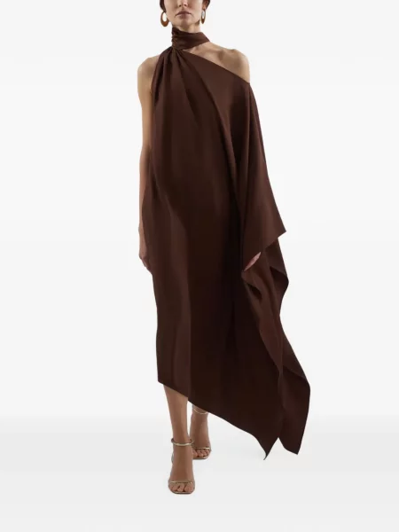 Rochie midi Taller Marmo asimetrică maro