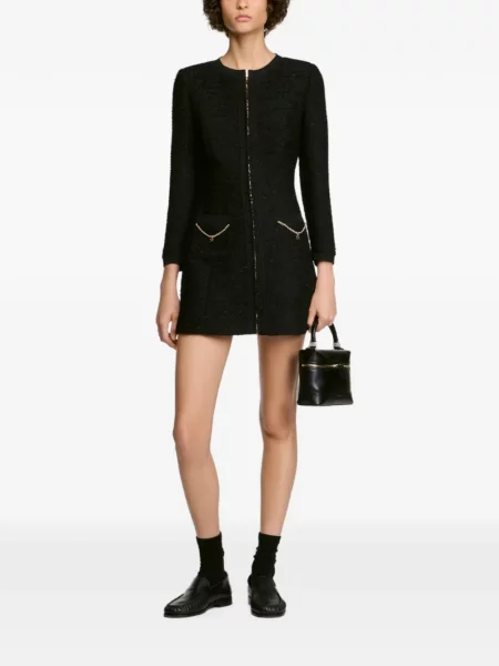Rochie Sandro din tweed negru