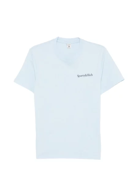 Tricou Sporty & Rich cu decolteu rotund cu autograf albastru