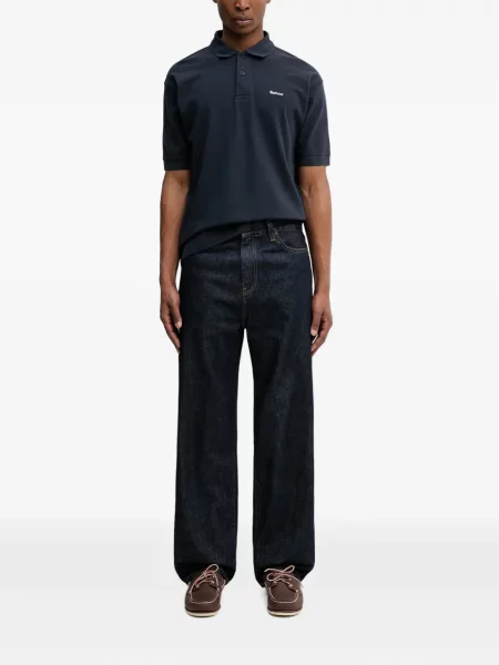 Tricou polo Barbour cu broderie albastru