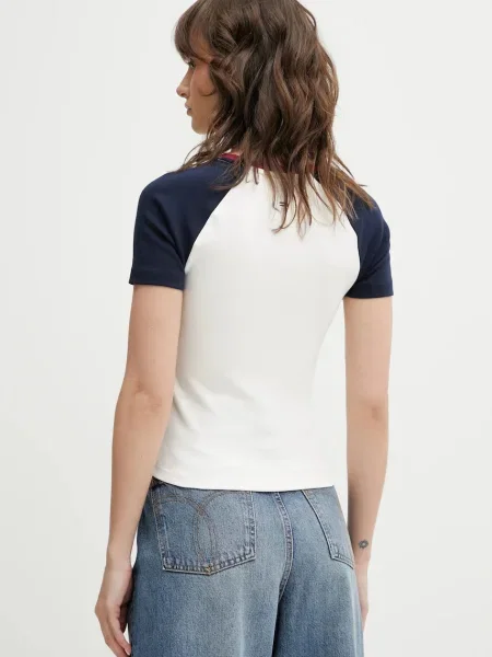 Tommy Jeans Tricou bleumarin / roşu închis / alb bej