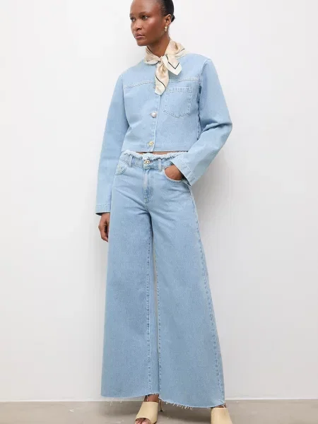 Answear.LAB jachetă damska din denim albastru