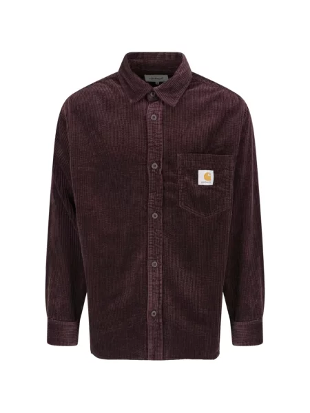 Cămașă Carhartt Wip de catifea cord cu autograf maro