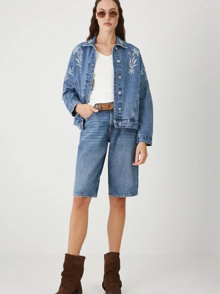 Medicine kurtka jeansowa przejściowa oversize niebieski