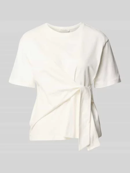T-shirt z wiązanym detalem i okrągłym dekoltem Christian Berg Woman biała