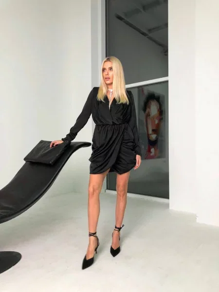 Сукня міні Milirud шовк чорний