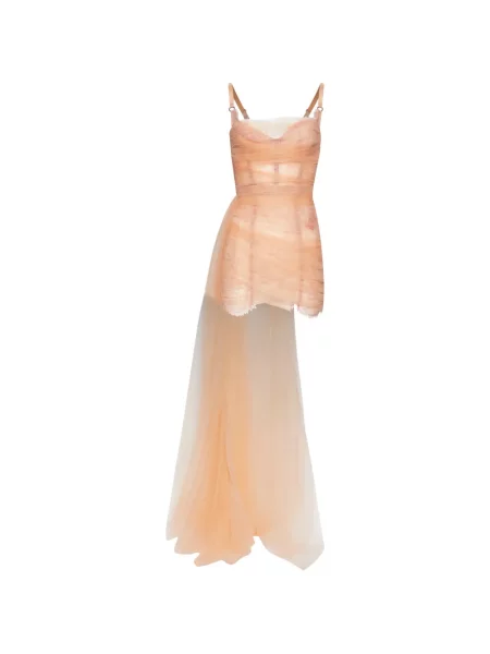 Rochie mini Maria Lucia Hohan cu volane din dantelă roz