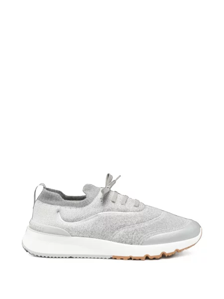 Sneakerși Brunello Cucinelli cu șireturi tricotate gri