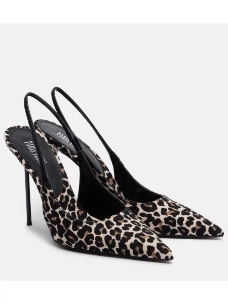 Pantofi cu toc Paris Texas cu imagine cu model leopard slingback maro
