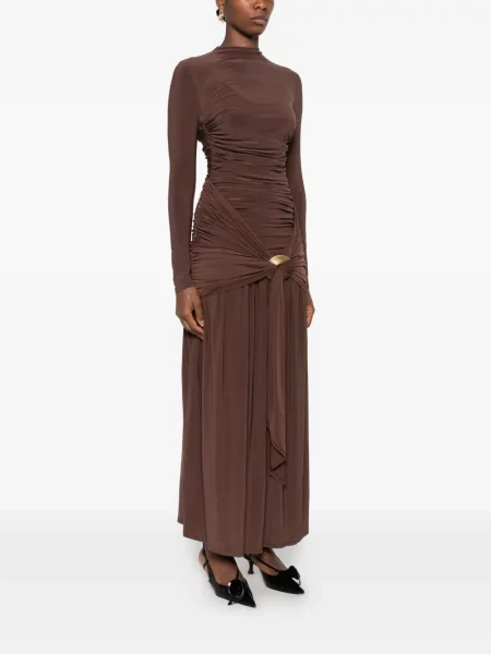 Rochie maxi Aje din jerseu maro