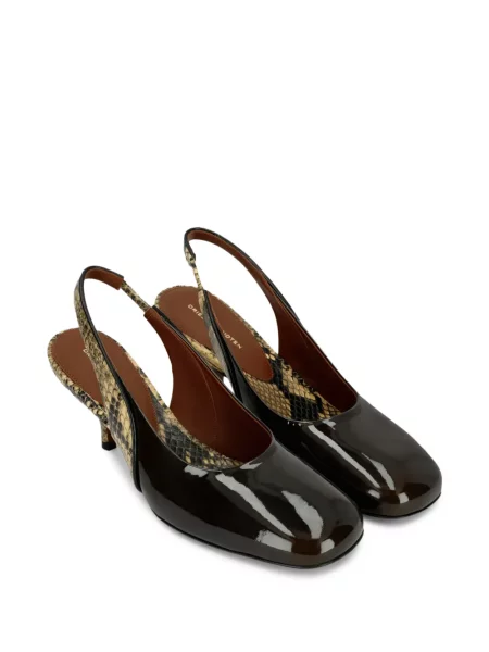 Pantofi cu toc Dries Van Noten din piele slingback negru
