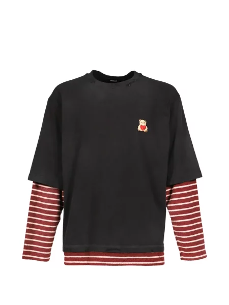 Ursuleț de pluș tricou We11done cu motiv cu inimi negru