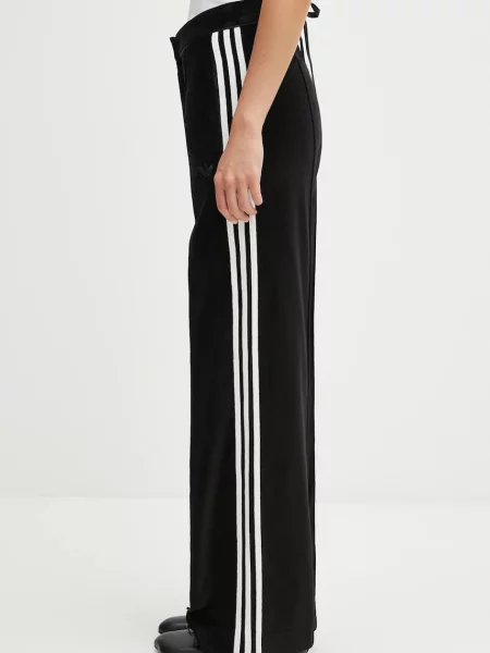 Adidas Originals pantaloni de trening din velur Velvet lat high waist negru