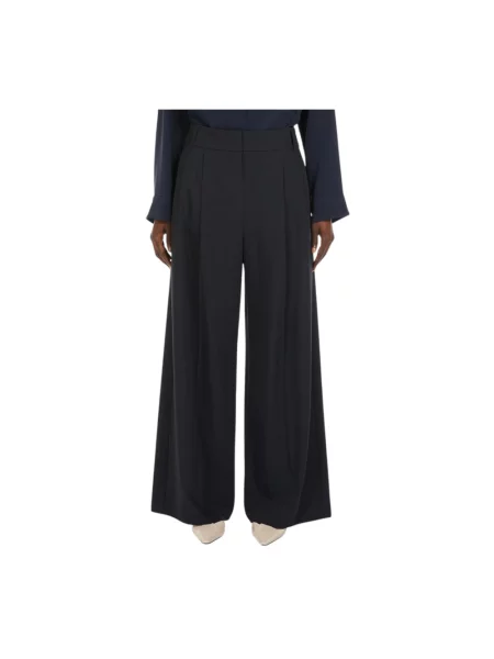 Spodnie Max Mara Studio wełniane niebieskie