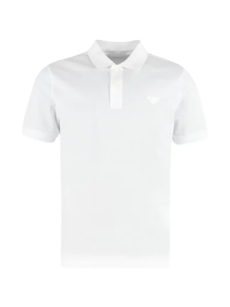 Tricou polo Prada cu autograf alb