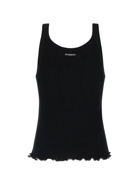 Top Pinko cu mărgele cu nervuri negru