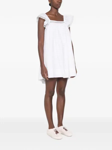Rochie mini Ganni cu broderie alb