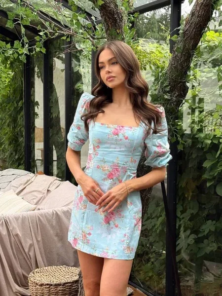 Платье мини Milirud софтшелл голубое