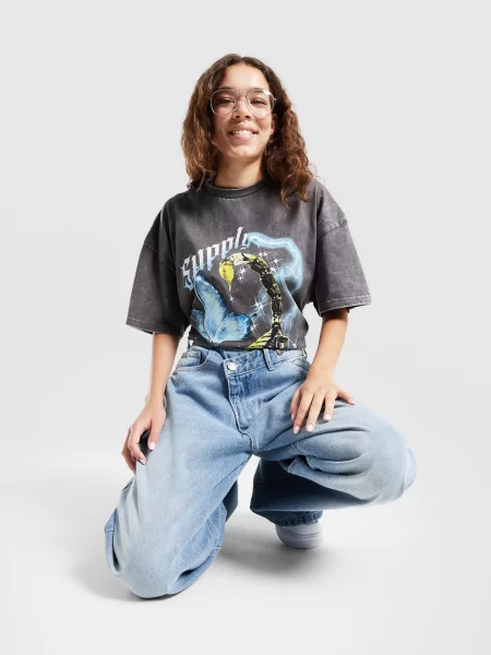 Supply&demand Spodnie Jeans Asymmetric niebieskie