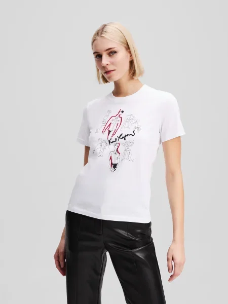 Karl Lagerfeld Tričko Karl Series červená / čierna biela