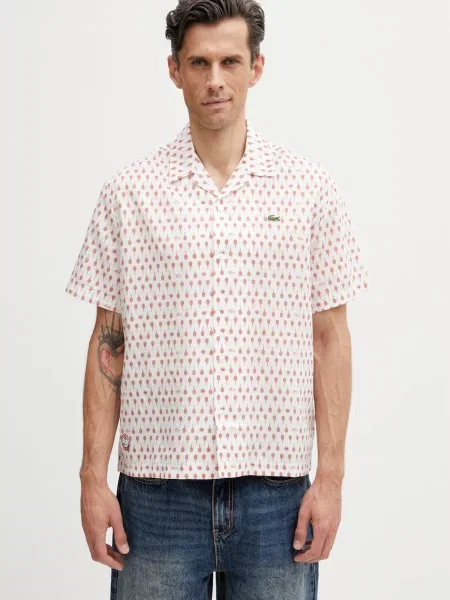 Lacoste cămașă pentru bărbați cu in alb
