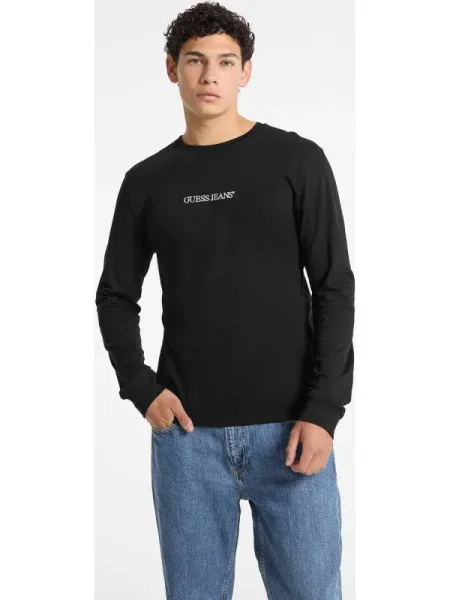 Hosszú ujjú póló Guess Jeans fekete