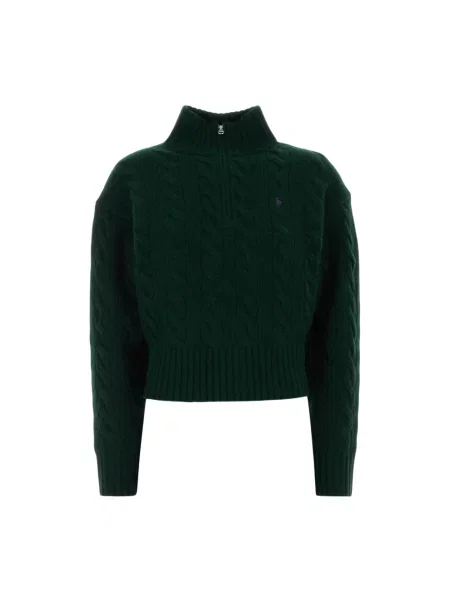 Sweter z golfem Polo Ralph Lauren wełniany zielony