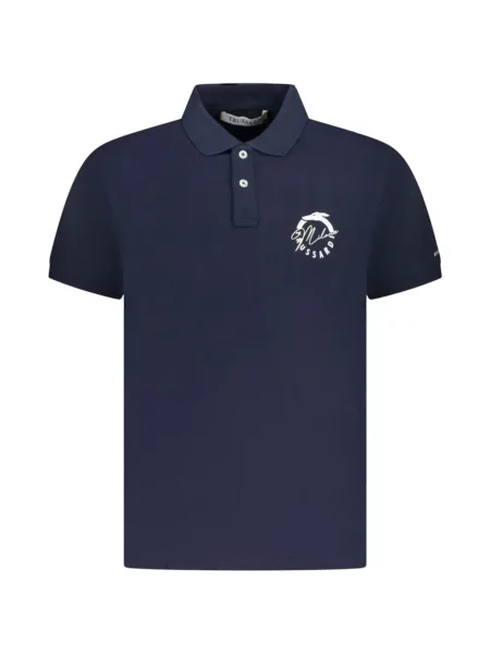 Tricou polo Trussardi cu broderie albastru