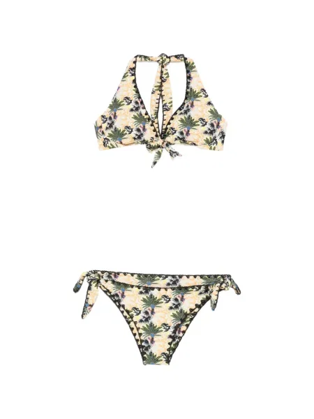 Bikini Anjuna cu imagine cu gât halter galben