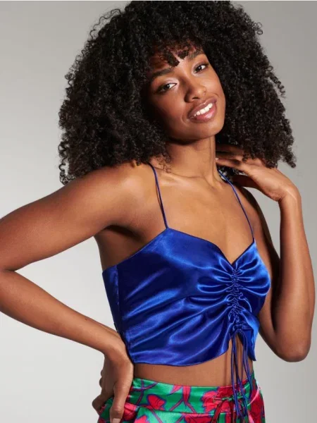 Кроп топ із зав’язкою гіацинтовий