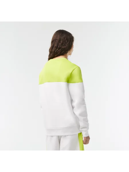 Lacoste Bluza Z Okrągłym Dekoltem Z Blokadą Koloru Regular Fit biała