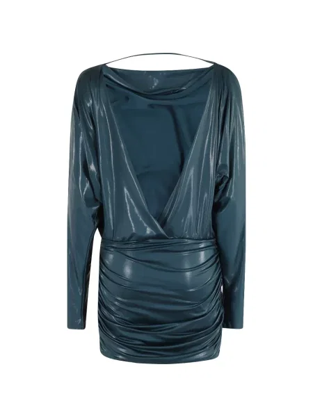 Rochie maxi The Andamane drapată lungă de costum albastru