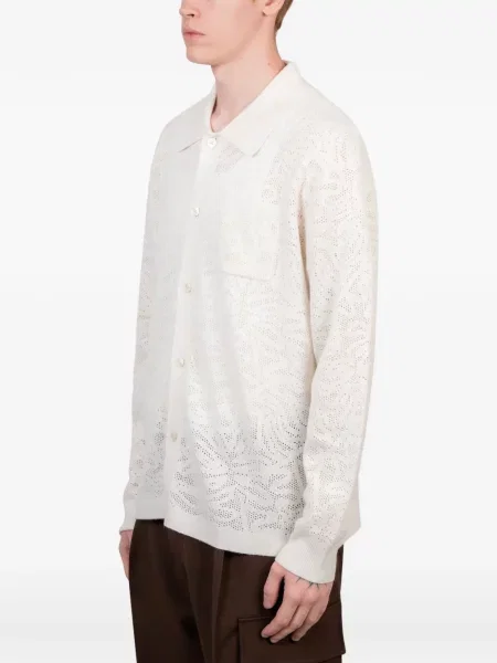 Tricou polo Drole De Monsieur tricotate alb