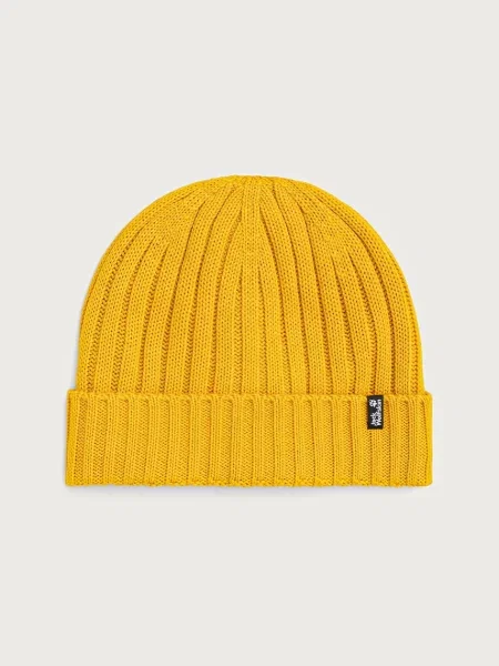 Jack Wolfskin czapka beanie z wełną RIB KNIT żółta