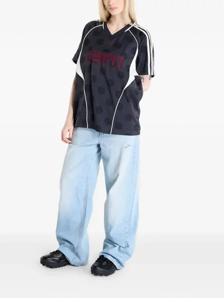 Pöttyös fűzős csipkés póló Adidas kék