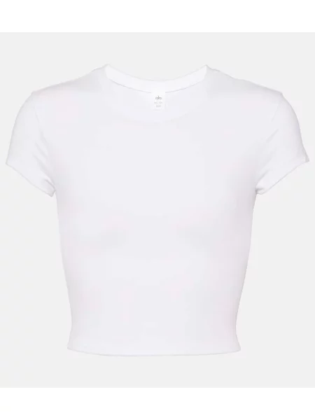 Koszulka Alo Yoga z dżerseju o krotszym kroju biała