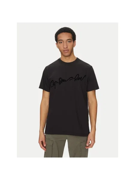 G-Star Raw Majica Floock G-Script Regular Fit črna