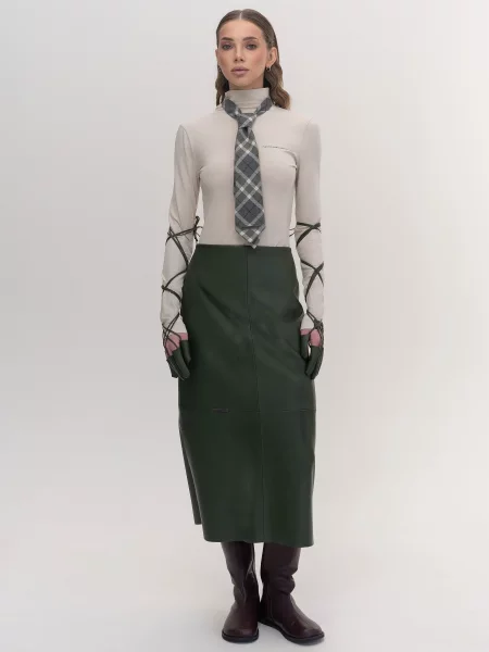 Спідниця міді Seven Eleven оливковий поліуретан/поліестер