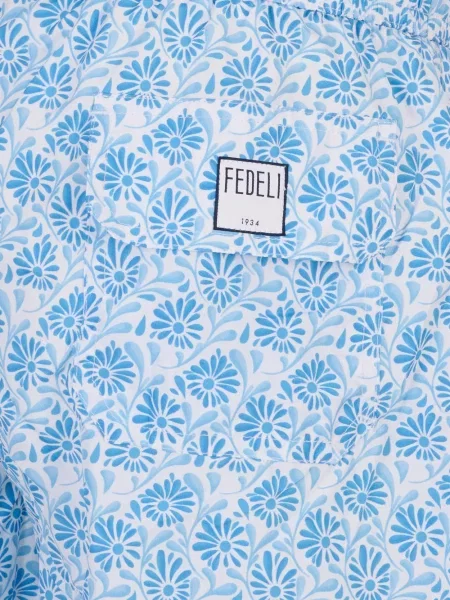 Slip de baie Fedeli cu model floral cu imagine albastru