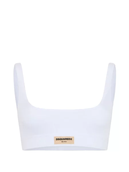 Sutien bralette Dsquared2 cu autograf alb