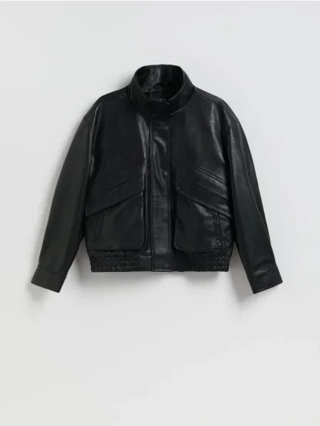 Reserved Geacă din piele ecologică negru