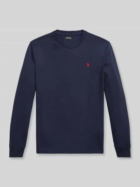 Bluzka z długim rękawem o kroju regular fit z czystej bawełny Polo Ralph Lauren niebieska