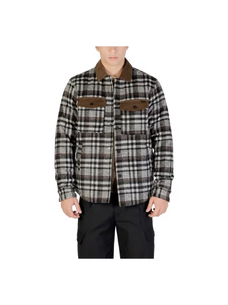 Koszula Gianni Lupo wełniana w kratkę ocieplana czarna