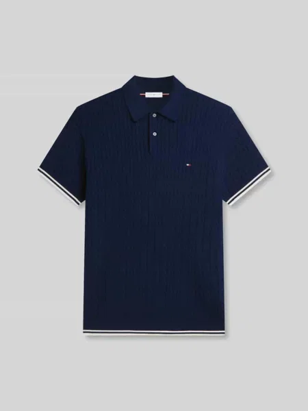 Koszulka polo o kroju regular fit z czystej bawełny Tommy Hilfiger granatowa